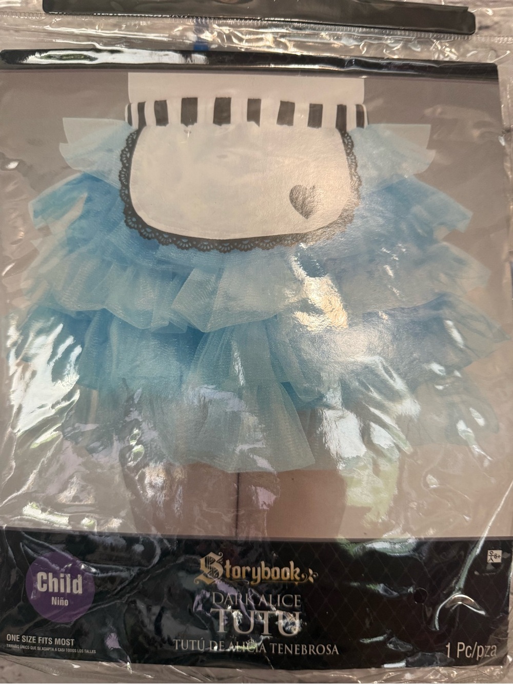 Amscan storybook dark Alice Blue Layered Tutu White Apron Detail Halloween OS